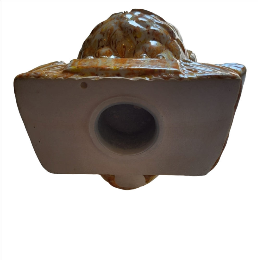 Owl Bank in Orange and Brown Chalkware - Picture 4 of 6